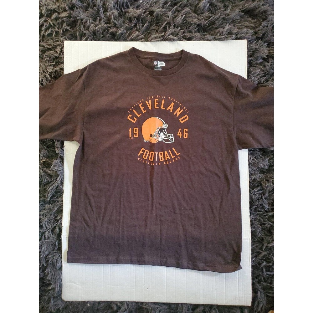 NFL Team Cleveland Browns Short Sleeve 100% Cotton Tee Shirt XXL Orange Brown